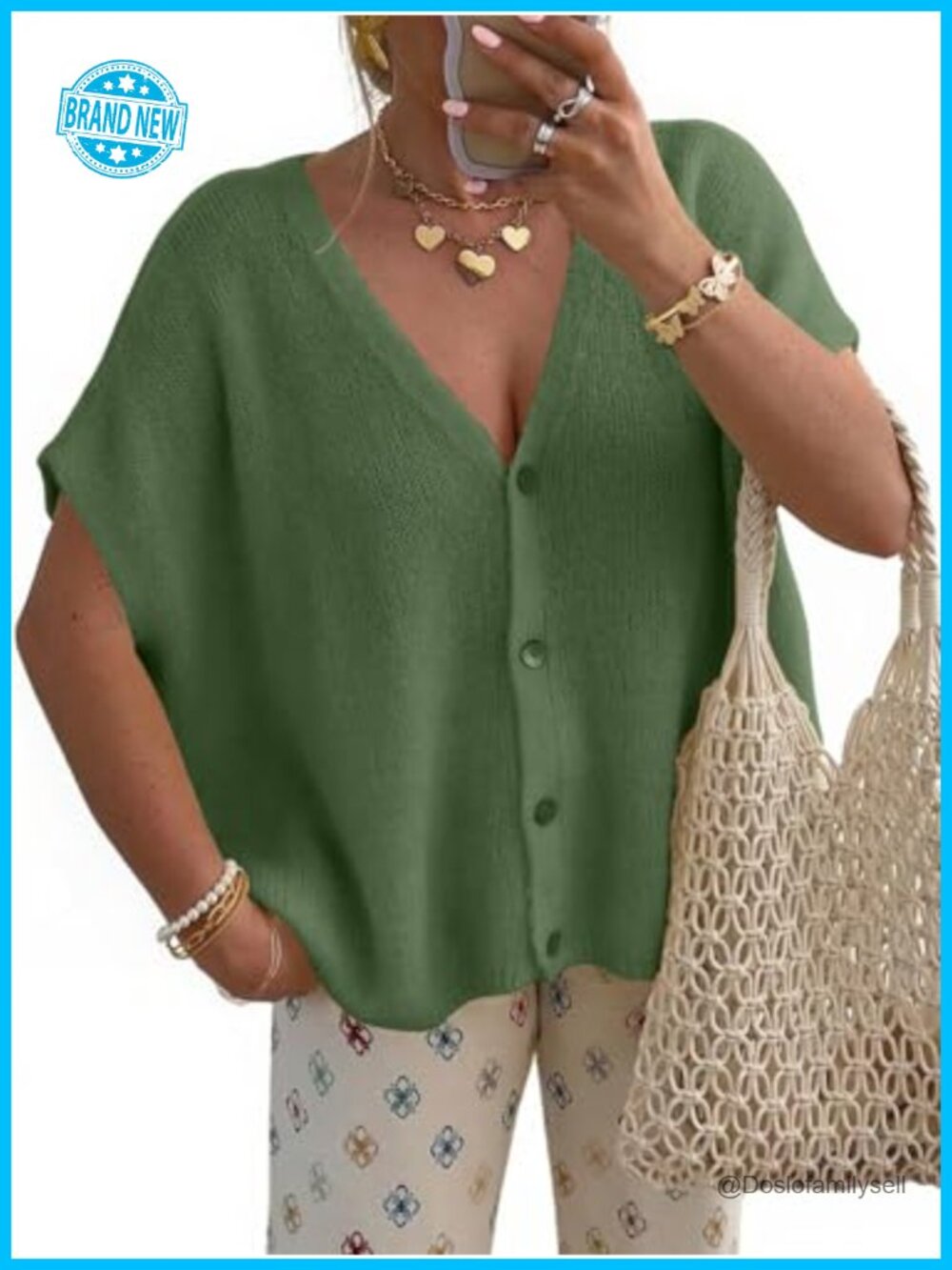 Womens Short Sleeve Cardigan V-Neck Button Up Lightweight Knit Casual